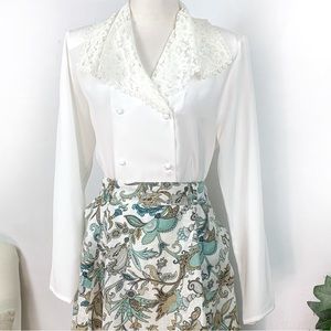 Vintage Cream Modest Long Sleeves Cottagecore Blouse